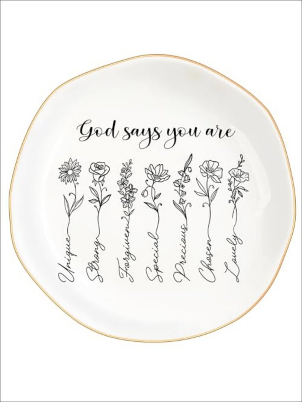 Ceramic Jewelry Dish Bible Verse Trinket Tray Ring Holder 4.6"